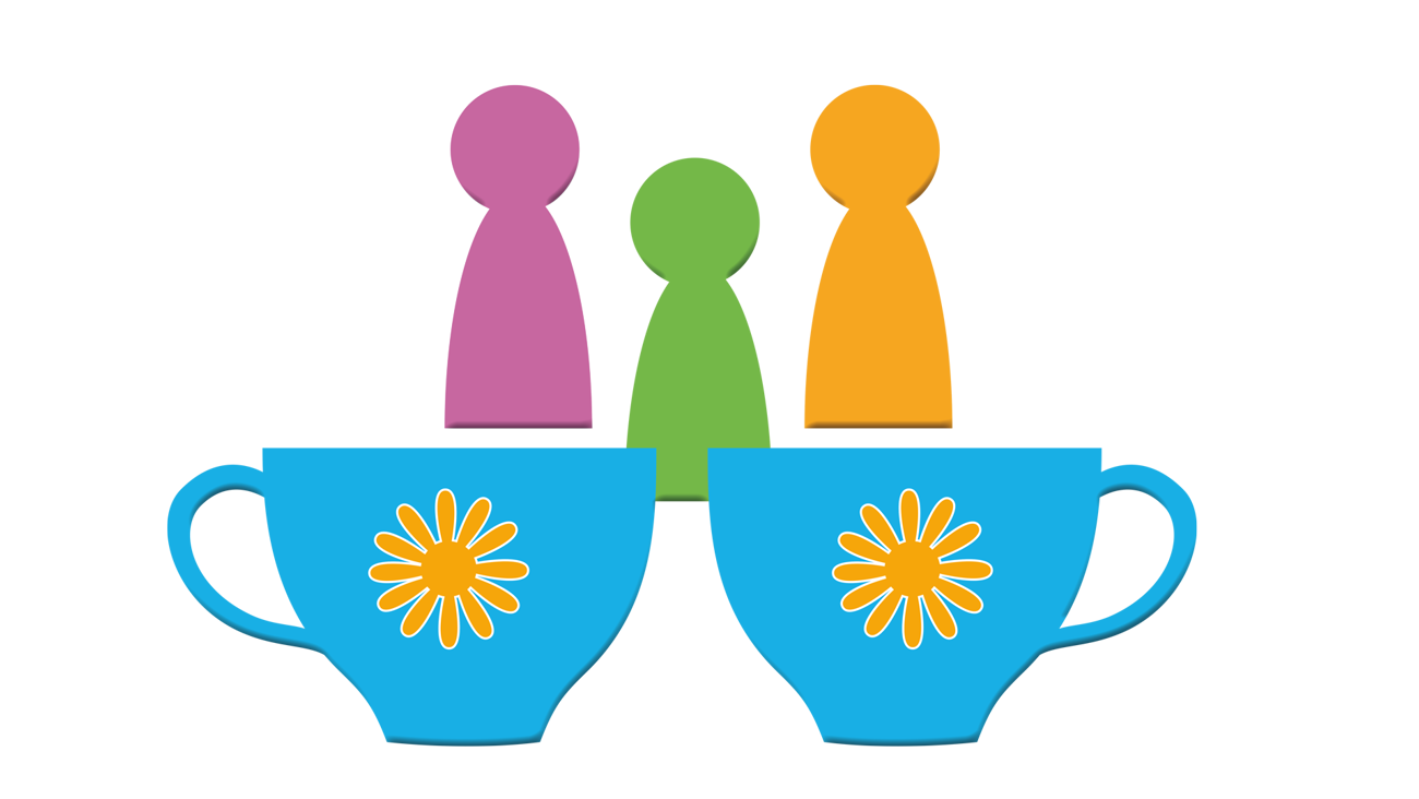 Grafisk illustration af kaffekopper og ludobrikker